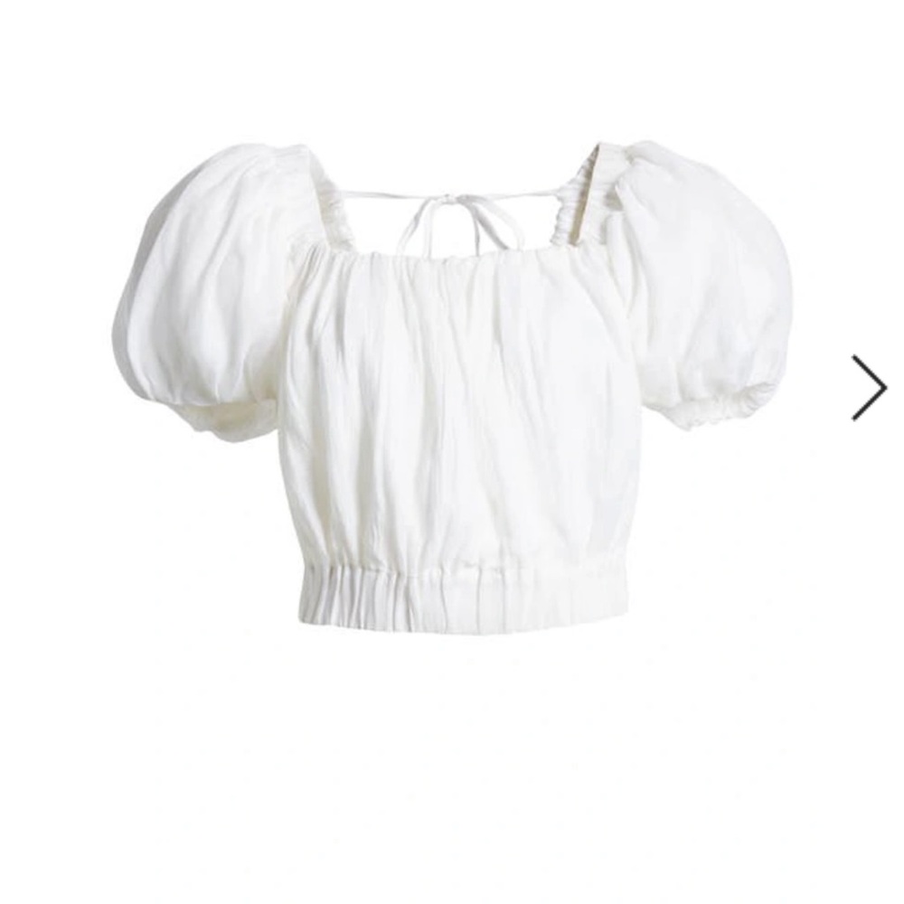 Frame Ruched Crop Puff Sleeve Top